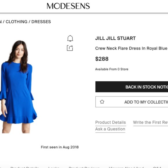 $288 JILL STUART New Royal Blue Crew Flare Dress 4 - Picture 5 of 16
